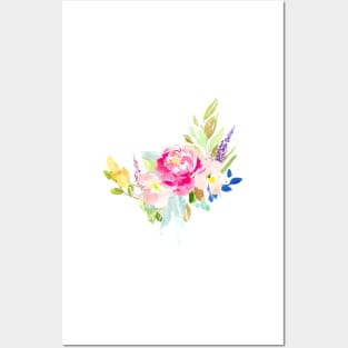 Floral Watercolor, Hot Pink Peony Posters and Art